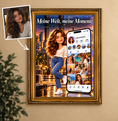 Virtuelle Welt: Geschenk für Sie – Porträt auf Leinwand