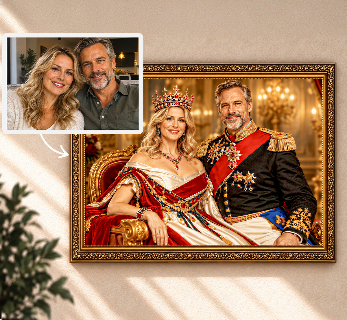 Königliche Eleganz – Porträt auf Leinwand für Eltern