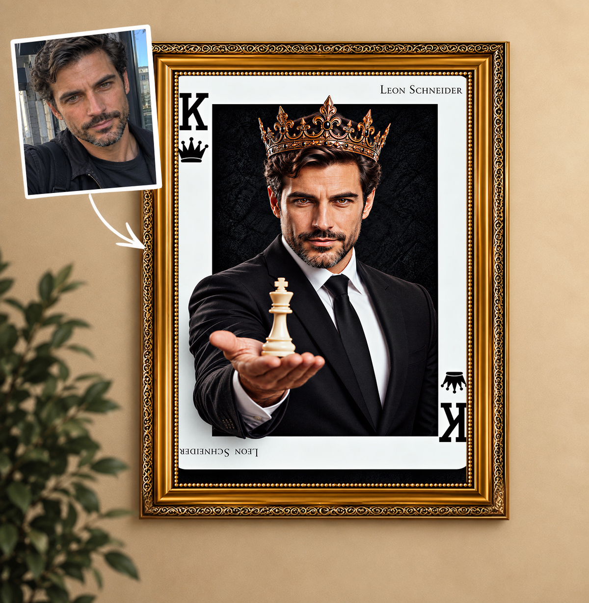 Geschenk für Männer - Porträt auf Leinwand König des Lebens