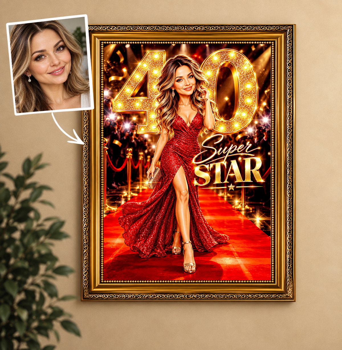 Geschenk zum 40. Geburtstag – Porträt auf Leinwand "Superstar"
