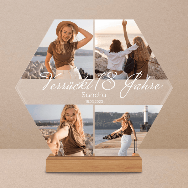 Verrückt 18 Jahre 4 Fotos - Druck auf Glas, personalisiertes Geschenk für Freund - Adamell.de