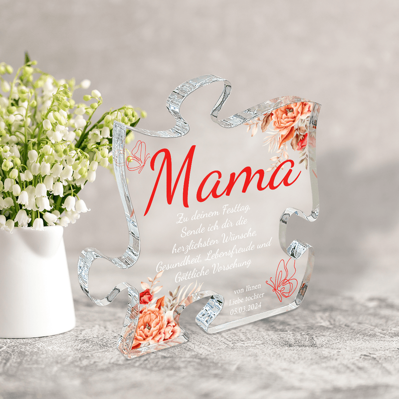 Von Ihrer Tochter - Druck auf Glas - das Puzzle, personalisiertes Geschenk für Mama - Adamell.de