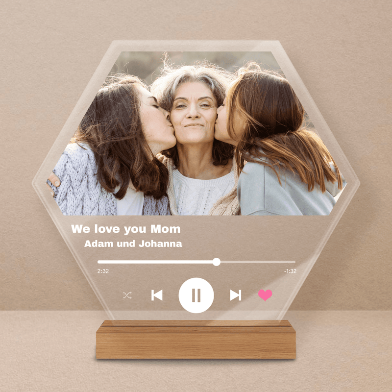 We love you Mom Spotify - Druck auf Glas, personalisiertes Geschenk für Mama - Adamell.de