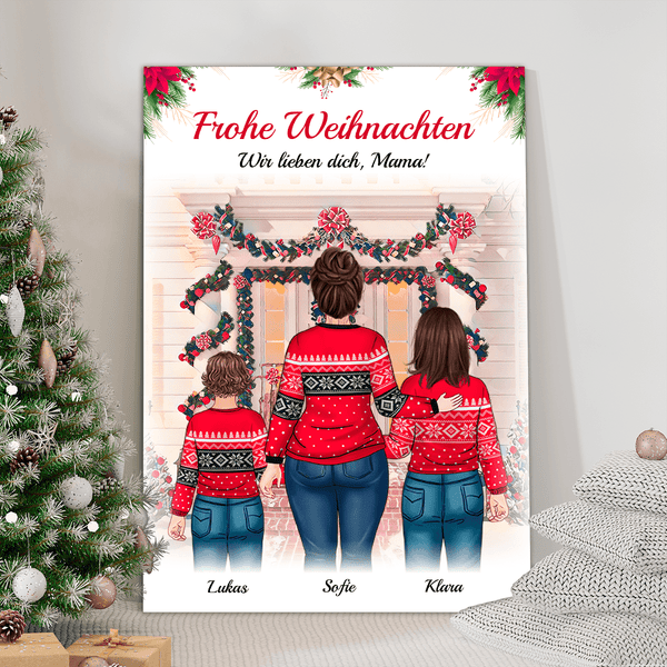 Weihnachten Clipart Mama - Druck auf Leinwand, personalisiertes Geschenk für Mama - Adamell.de