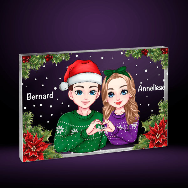 Weihnachten Paar Clipart - Druck auf Glas, personalisiertes Geschenk für Mann - Adamell.de