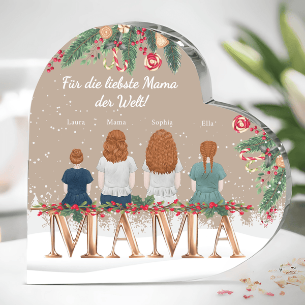 Weihnachts - ClipArt - Herz aus Glas, personalisiertes Geschenk für Mama - Adamell.de