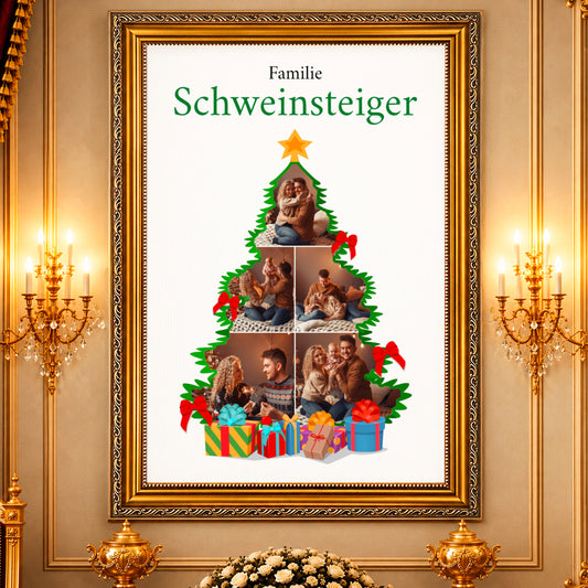 Fotocollage auf Leinwand Familie am Weihnachtsbaum — Geschenk für Eltern