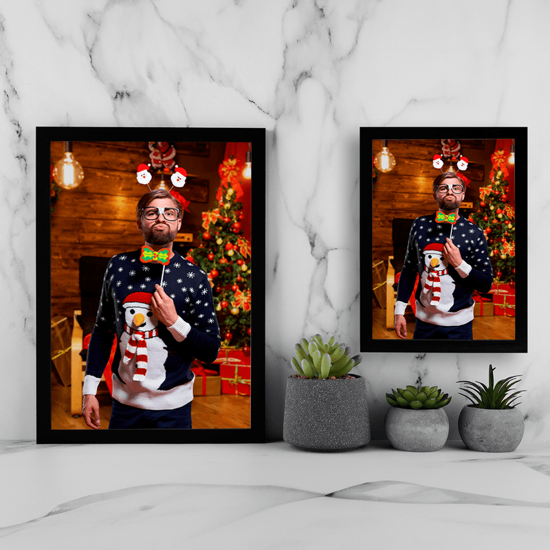 Weihnachtsfoto eines Jungen - Druck auf Glas, personalisiertes Geschenk für Mann - Adamell.de