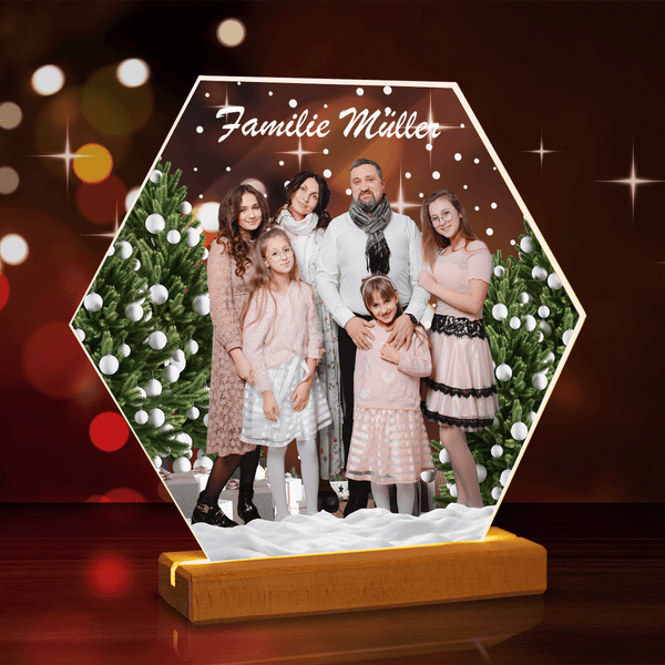 Weihnachtsfoto mit der Familie - Druck auf Glas, personalisiertes Geschenk für Eltern - Adamell.de