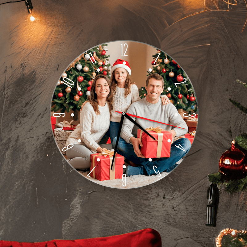 Weihnachtsfoto mit der Familie - Fotouhr, personalisiertes Geschenk für Eltern - Adamell.de