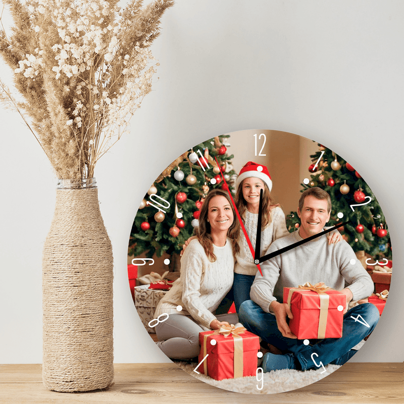 Weihnachtsfoto mit der Familie - Fotouhr, personalisiertes Geschenk für Eltern - Adamell.de