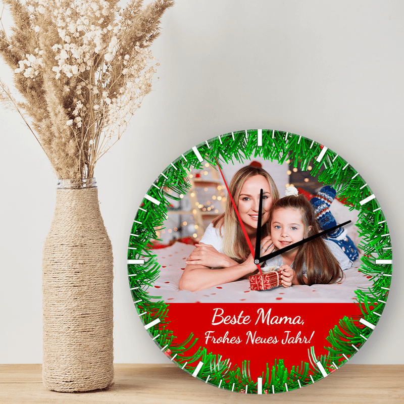 Weihnachtsfoto mit Mama - Fotouhr, personalisiertes Geschenk für Mama - Adamell.de