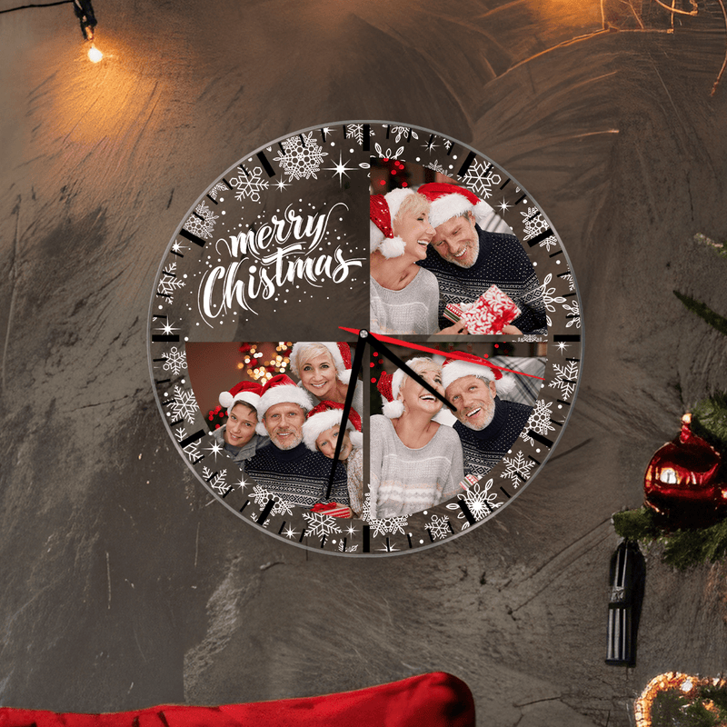 Weihnachtsfotos der Großeltern - Fotouhr, personalisiertes Geschenk für Großeltern - Adamell.de