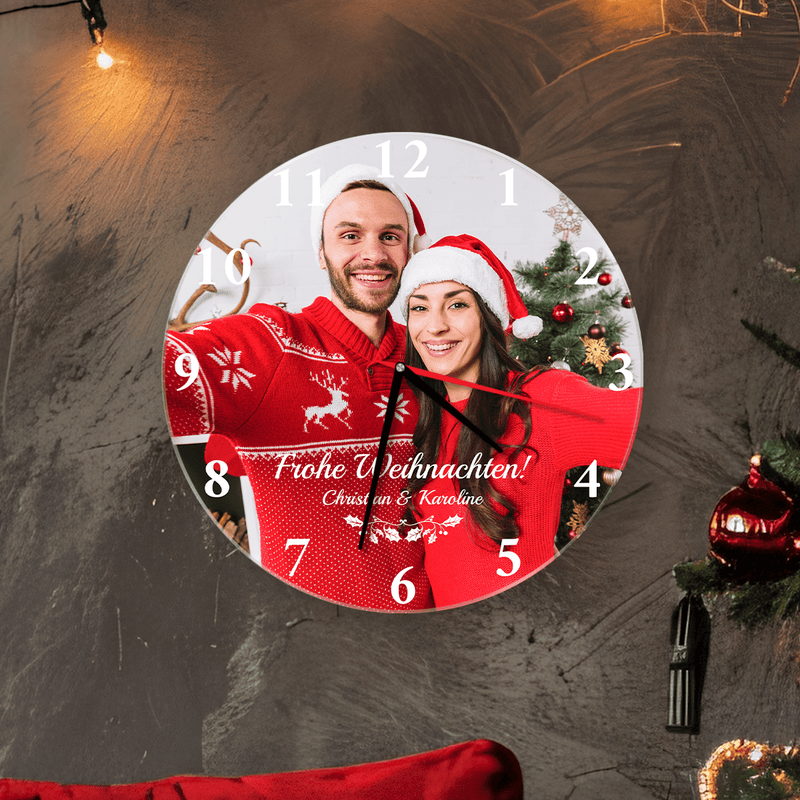 Weihnachtspaar - Fotouhr, personalisiertes Geschenk für Paar - Adamell.de