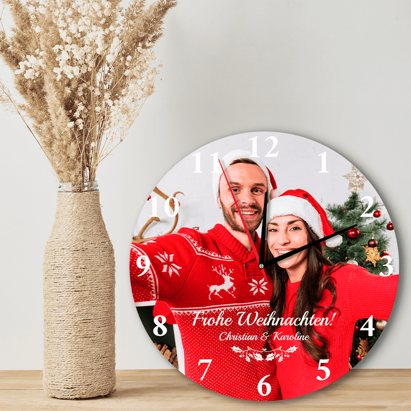 Weihnachtspaar - Fotouhr, personalisiertes Geschenk für Paar - Adamell.de