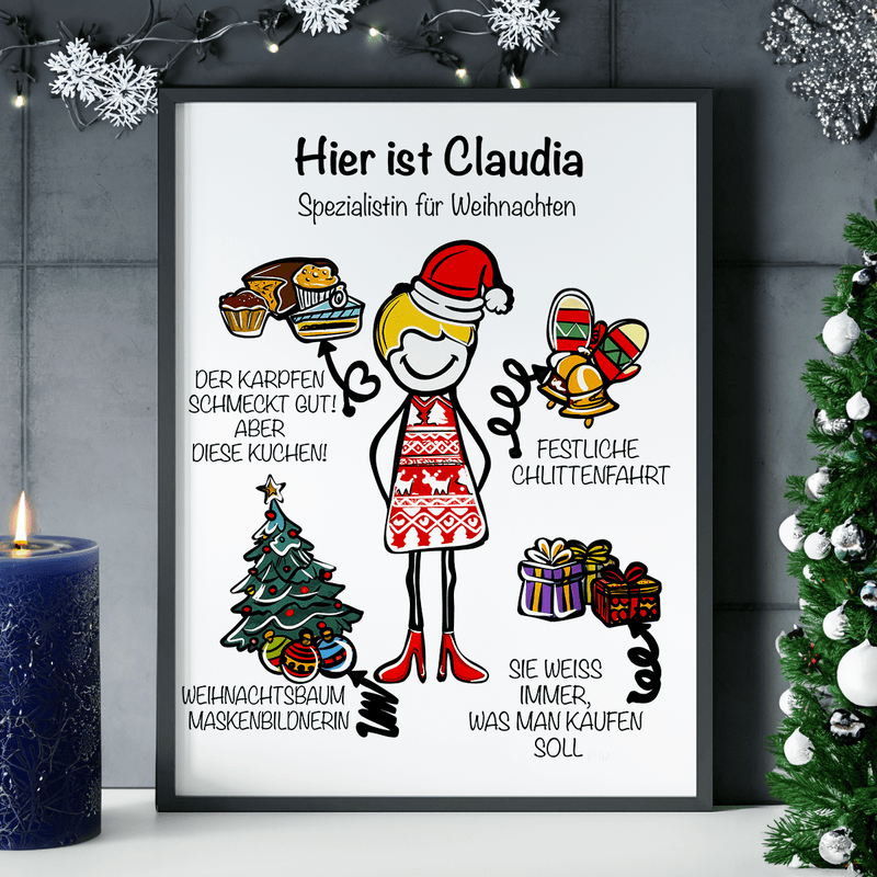 Weihnachtsspezialist - Poster, personalisiertes Geschenk für Frau - Adamell.de