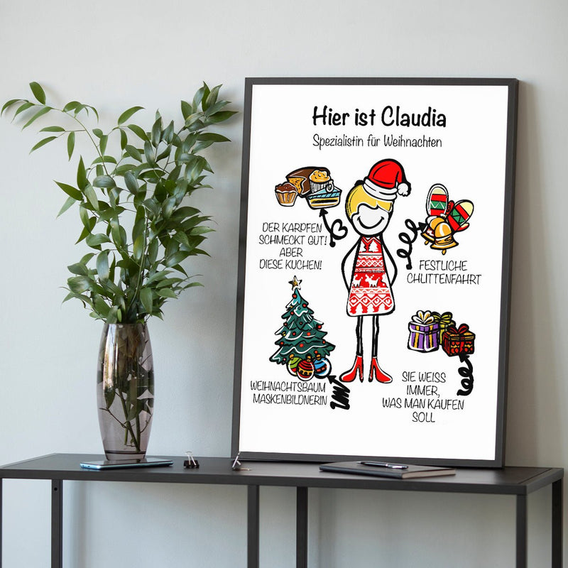 Weihnachtsspezialist - Poster, personalisiertes Geschenk für Frau - Adamell.de