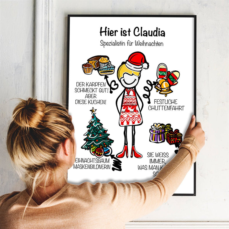 Weihnachtsspezialist - Poster, personalisiertes Geschenk für Frau - Adamell.de