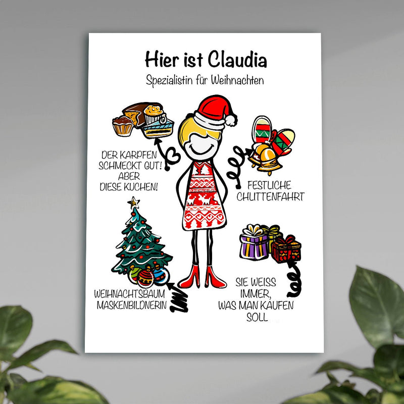 Weihnachtsspezialist - Poster, personalisiertes Geschenk für Frau - Adamell.de