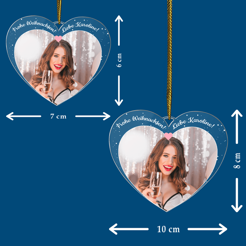 Weihnachtswünsche + Foto - Christbaumkugel, personalisiertes Geschenk für Frau - Adamell.de