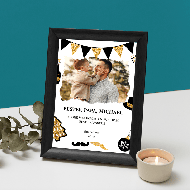 Weihnachtswünsche von deinem Sohn - Druck auf Glas, personalisiertes Geschenk für Papa - Adamell.de