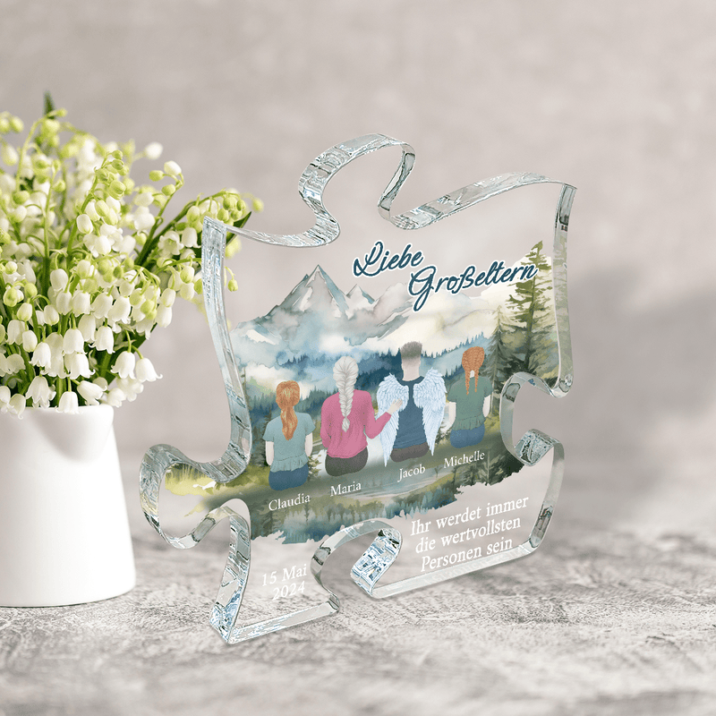 Wertvollsten Personen, Berge - Druck auf Glas - das Puzzle, personalisiertes Geschenk für Großeltern - Adamell.de
