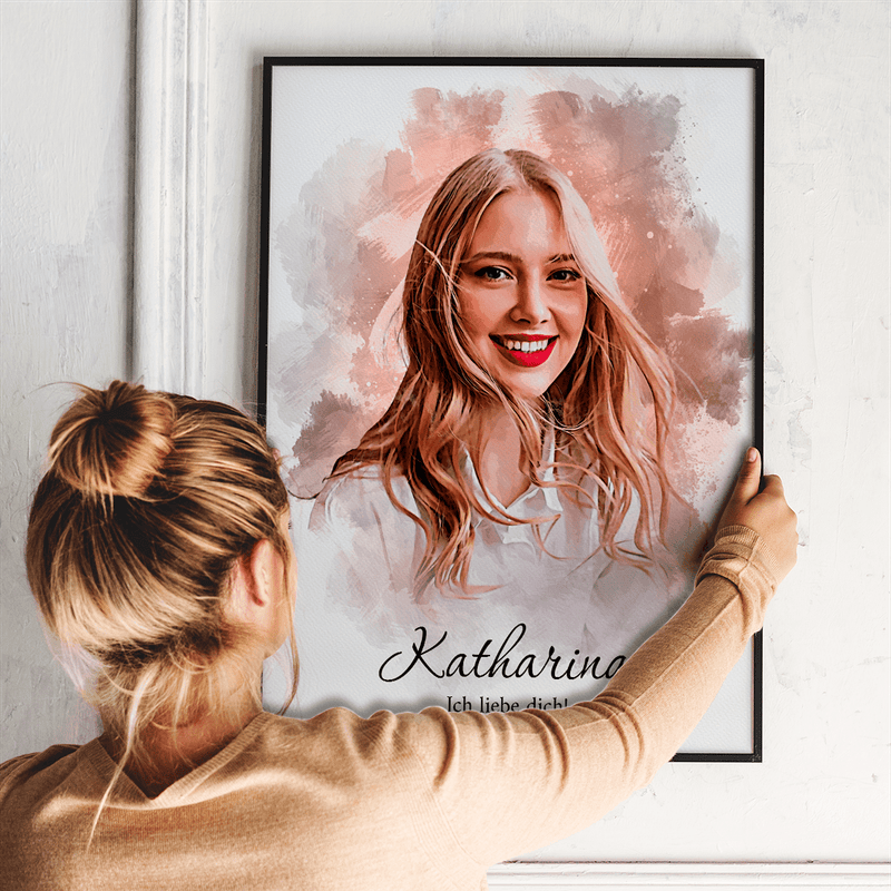 Wie mit Aquarell gemalt - Poster, personalisiertes Geschenk für Frau - Adamell.de