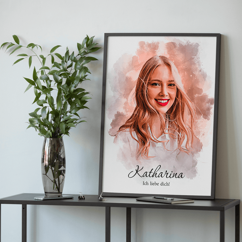 Wie mit Aquarell gemalt - Poster, personalisiertes Geschenk für Frau - Adamell.de