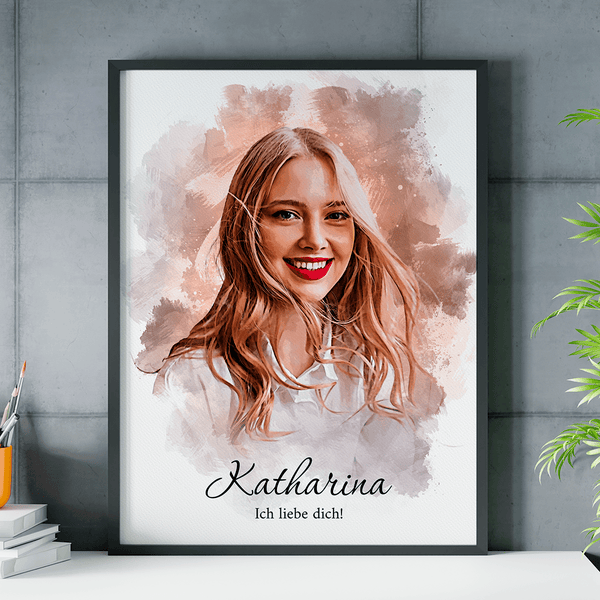 Wie mit Aquarell gemalt - Poster, personalisiertes Geschenk für Frau - Adamell.de