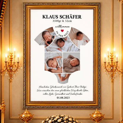 Fotocollage auf Leinwand Willkommen in der Welt — Geschenk zur Geburt