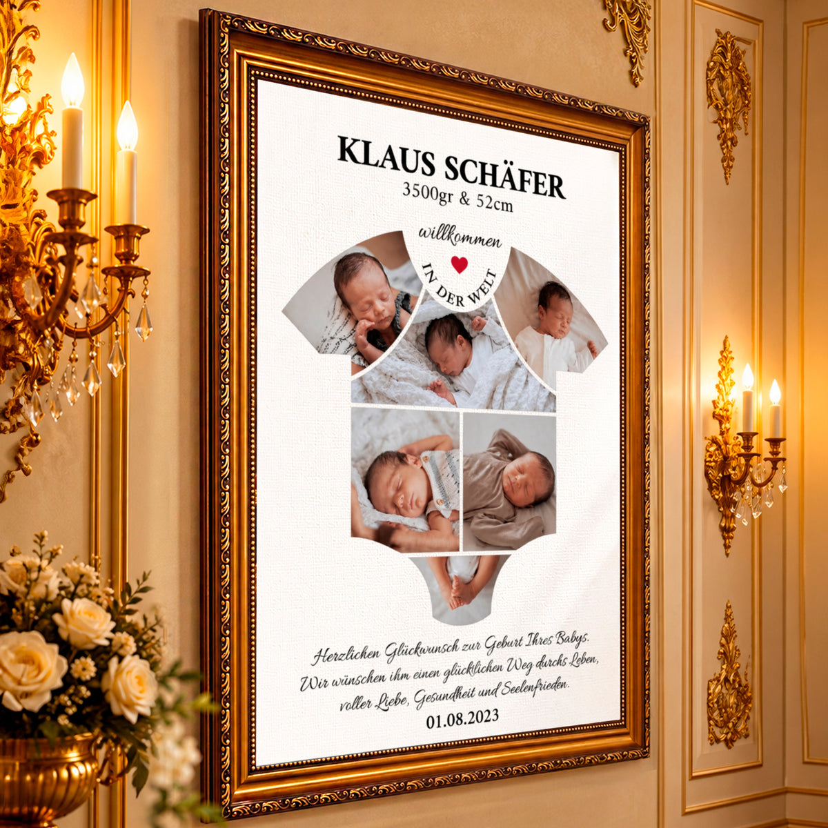 Fotocollage auf Leinwand Willkommen in der Welt — Geschenk zur Geburt