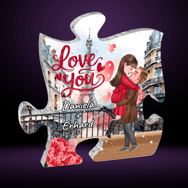 Winter Clipart Ich liebe dich - Druck auf Glas - Puzzle, personalisiertes Geschenk für Ehefrau - Adamell.de