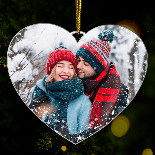 Winterfoto von Verliebten - Christbaumkugel, personalisiertes Geschenk für Paare - Adamell.de