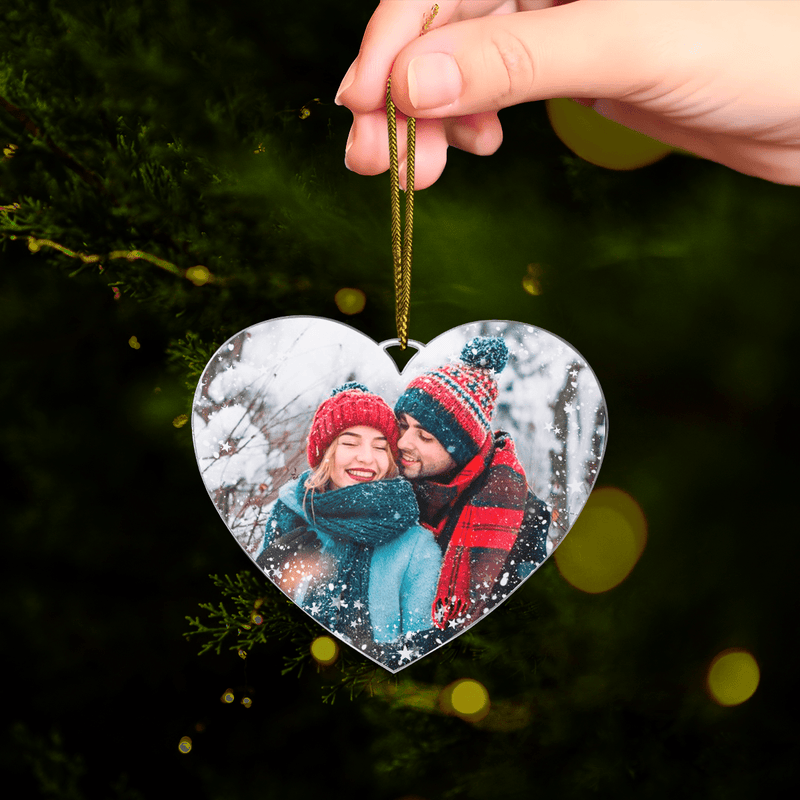 Winterfoto von Verliebten - Christbaumkugel, personalisiertes Geschenk für Paare - Adamell.de