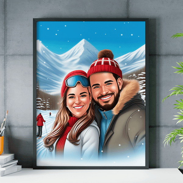 Winterpaar - Poster, personalisiertes Geschenk für Paar - Adamell.de