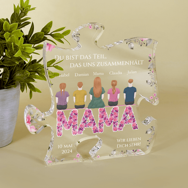 Wir lieben dich sehr! - Druck auf Glas - das Puzzle, personalisiertes Geschenk für Mama - Adamell.de