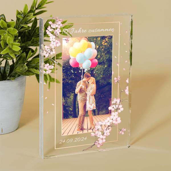 Wir sind 10 Jahre zusammen! - Druck auf Glas, personalisiertes Geschenk für Paar - Adamell.de