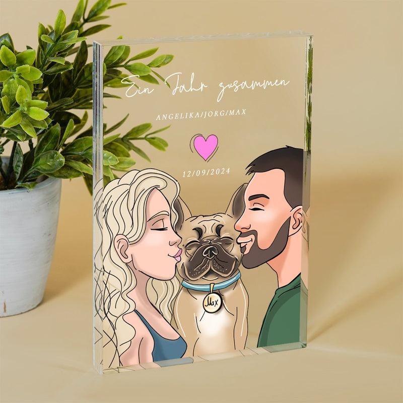 Wir sind zusammen Illustration - Druck auf Glas, personalisiertes Geschenk für Paar - Adamell.de