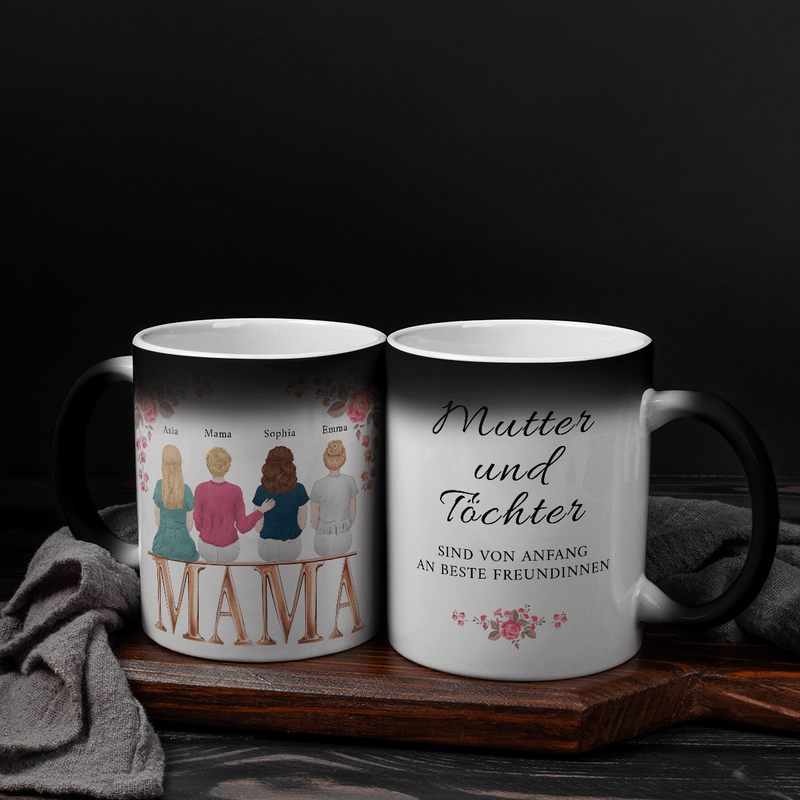 Wir vier zusammen - 1x Bedruckte Zaubertasse, personalisiertes Geschenk für Mama - Adamell.de