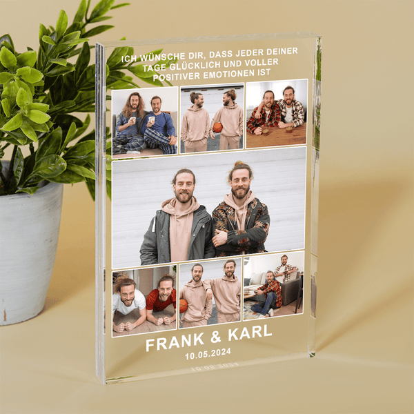 Wünsche für Bruder + Fotos - Druck auf Glas, personalisiertes Geschenk für Bruder - Adamell.de