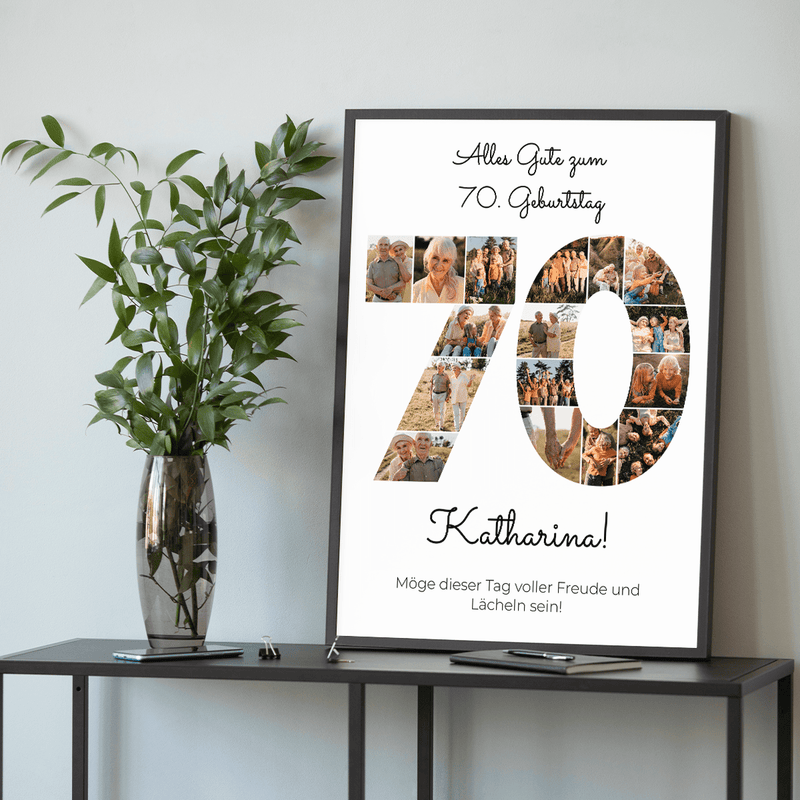 Wünsche für den 70. - Poster, personalisiertes Geschenk für Frau - Adamell.de