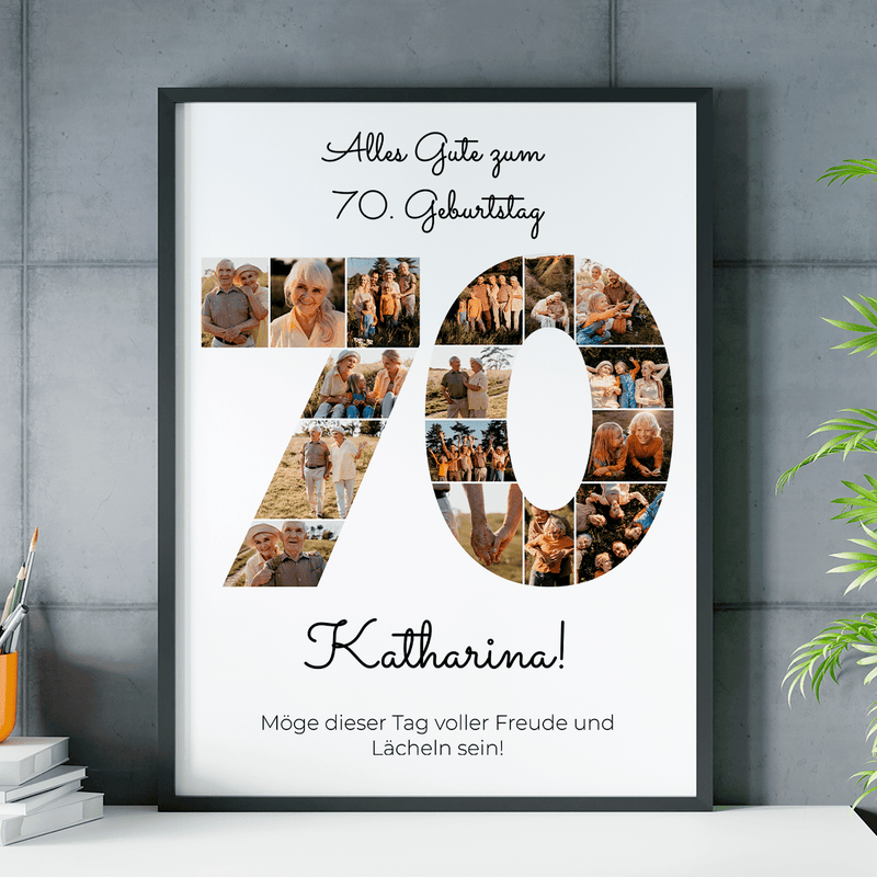 Wünsche für den 70. - Poster, personalisiertes Geschenk für Frau - Adamell.de