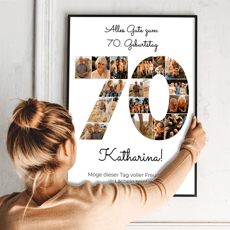 Wünsche für den 70. - Poster, personalisiertes Geschenk für Frau - Adamell.de