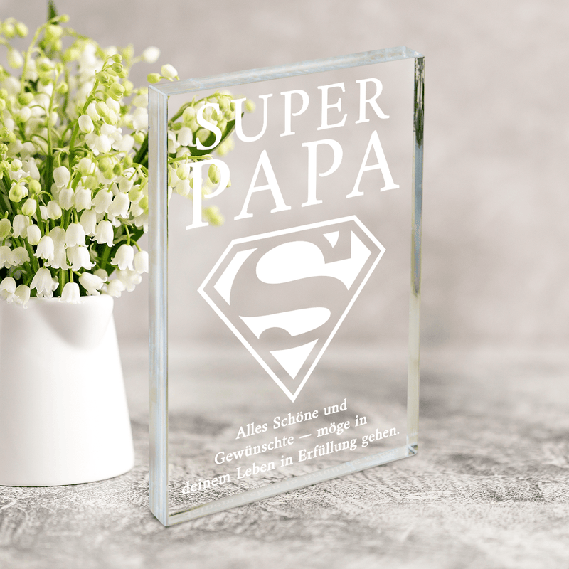 Wünsche für einen Super-Papa - Druck auf Glas, personalisiertes Geschenk für Papa - Adamell.de