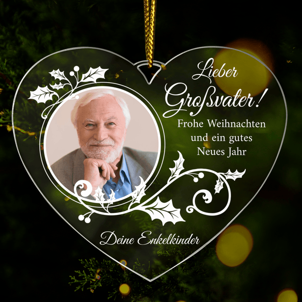 Wünsche für Opa + Foto - Christbaumkugel, personalisiertes Geschenk für Opa - Adamell.de