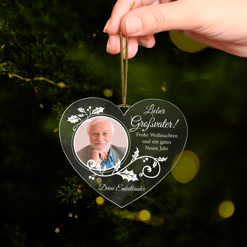 Wünsche für Opa + Foto - Christbaumkugel, personalisiertes Geschenk für Opa - Adamell.de