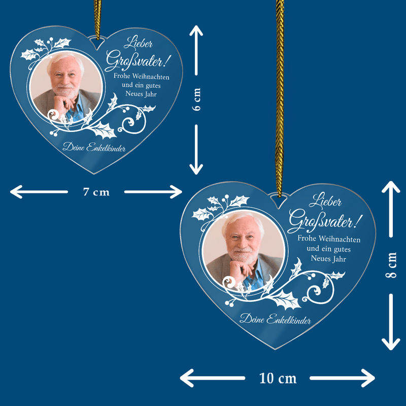 Wünsche für Opa + Foto - Christbaumkugel, personalisiertes Geschenk für Opa - Adamell.de