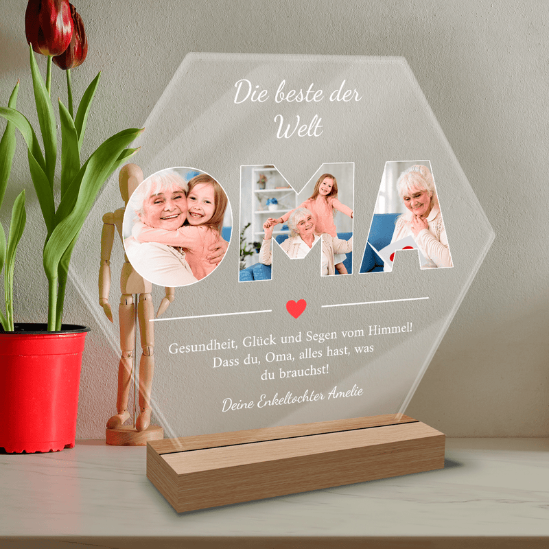 Wünsche von der Enkelin an die Oma - Druck auf Glas, personalisiertes Geschenk für Oma - Adamell.de