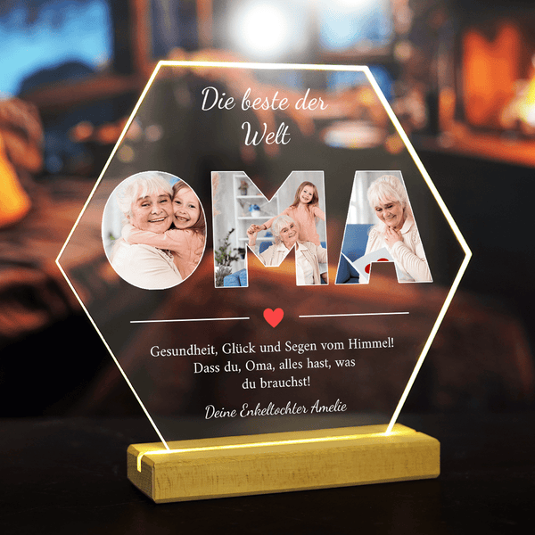 Wünsche von der Enkelin an die Oma - Druck auf Glas, personalisiertes Geschenk für Oma - Adamell.de