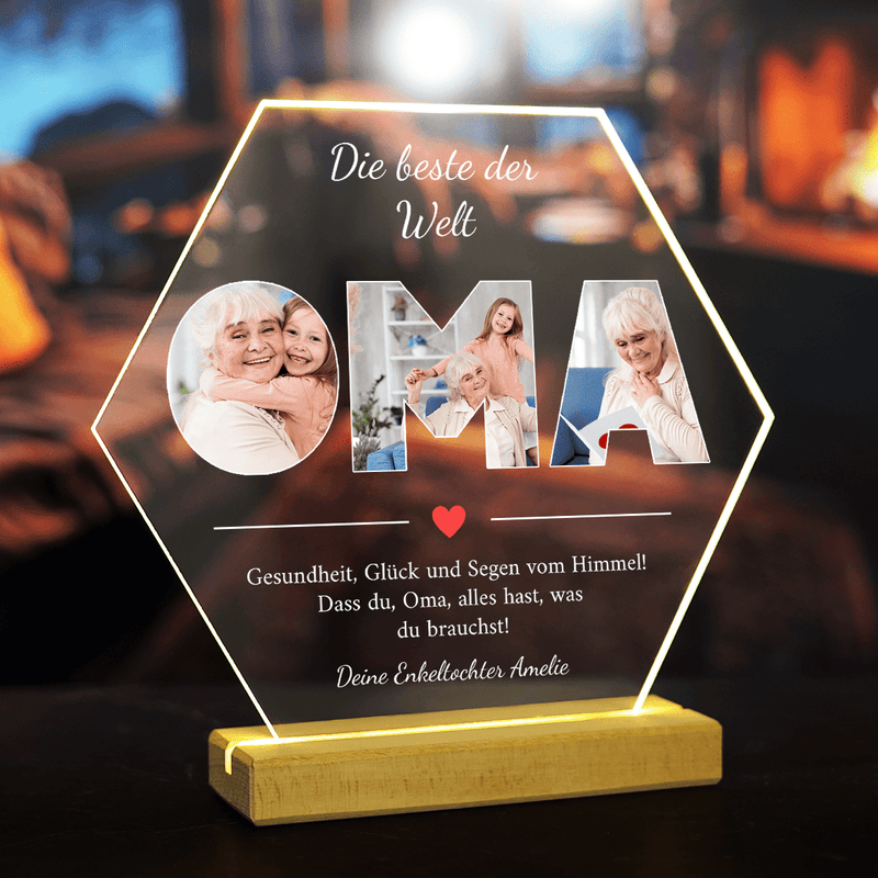 Wünsche von der Enkelin an die Oma - Druck auf Glas, personalisiertes Geschenk für Oma - Adamell.de